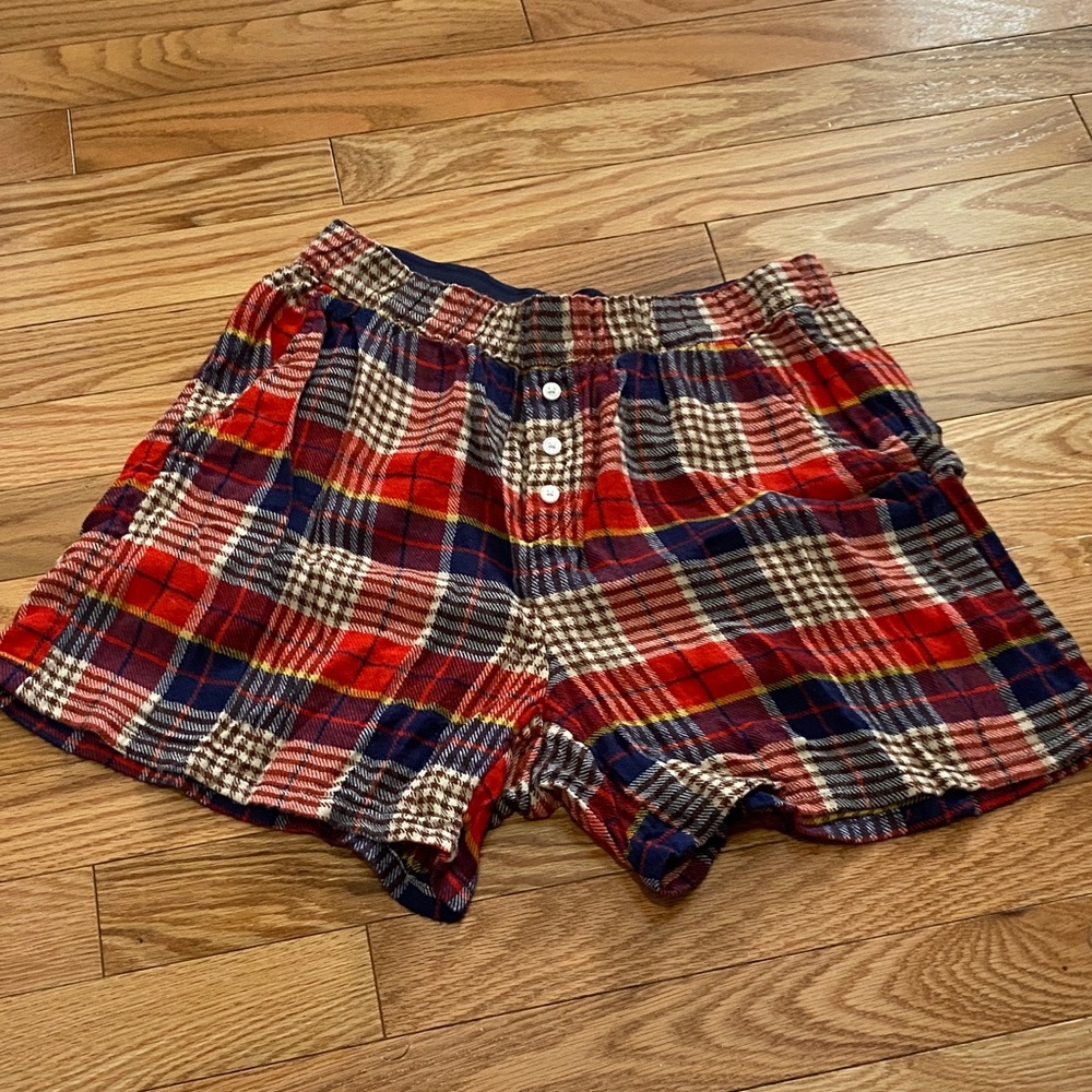 aerie Red and Navy Plaid Lounge Shorts
